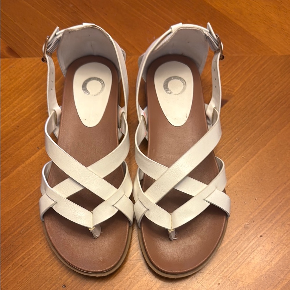 Target White and Tan Criss-Cross Sandals